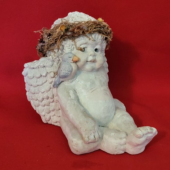 Vintage Cherub Angel & Bluebird Figurine - Picture 6 of 13